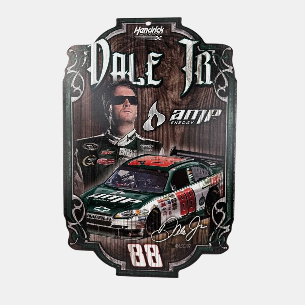 Dale Earnhardt Jr AMP Energy NASCAR Wall Sign #88 Hendrick Wood Look 2010